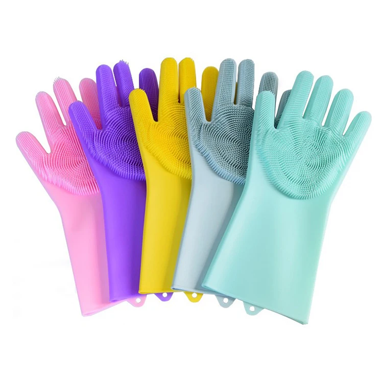2022 factory cheap heat resistant kitchen magic silicone dishwashing cleaning gloves