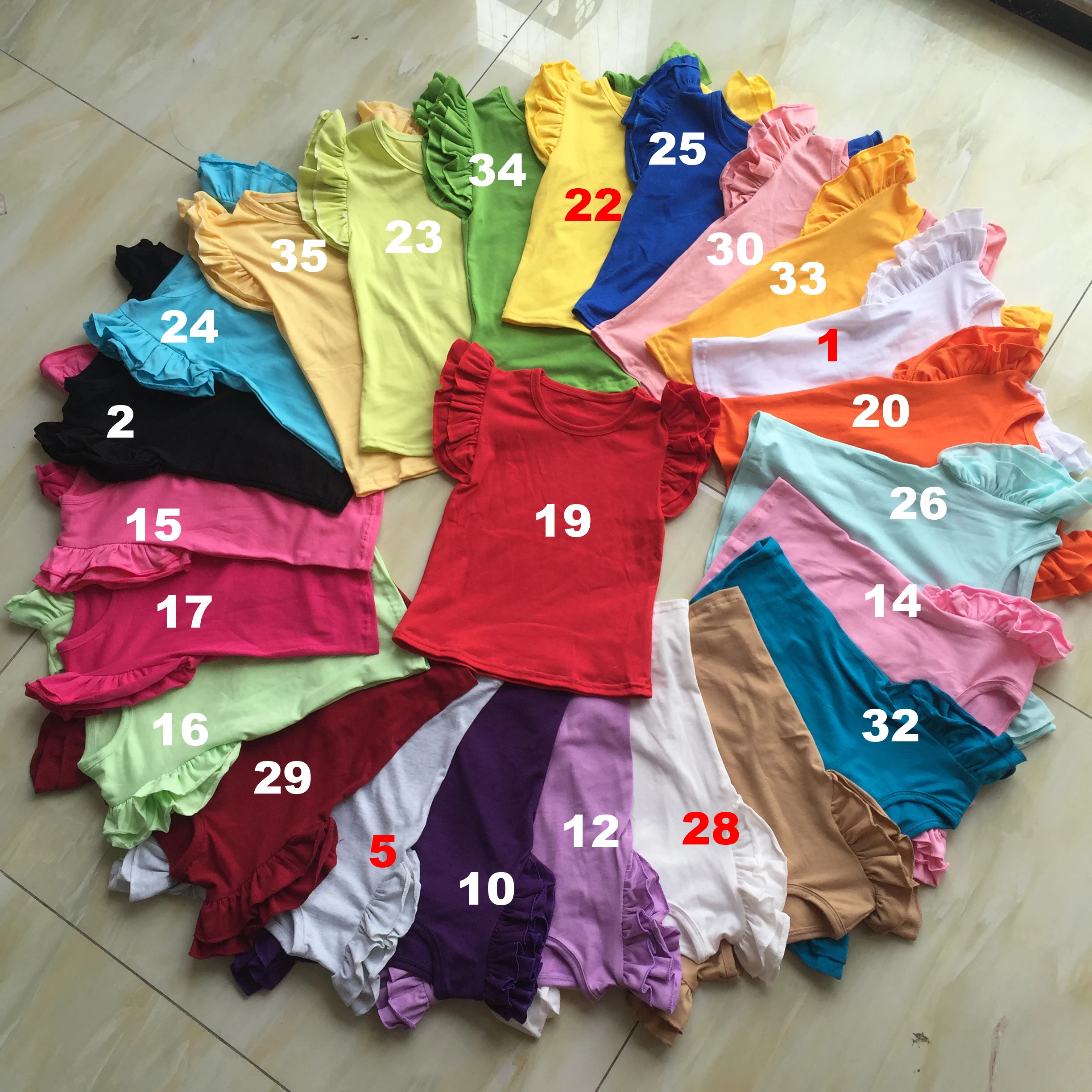 
WY-783 Baby Flutter Tops Children Contton Flutter Tank Top Solid Ruffle Tee Shirt Toddler top 