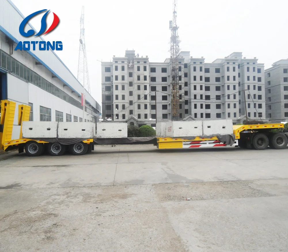 Heavy duty 40-60 ton extendable low bed truck trailer heavy trailer 14m to 20m telescopic trailer