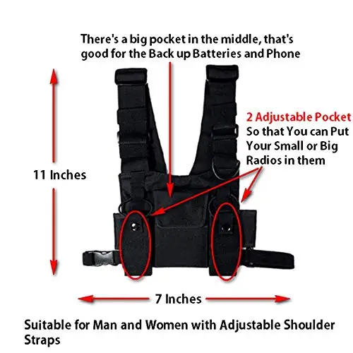 Universal Hands Free Chest Front Pack Pouch Holster Vest Rig Radio Chest Harness for Two Way Radio Walkie Talkie
