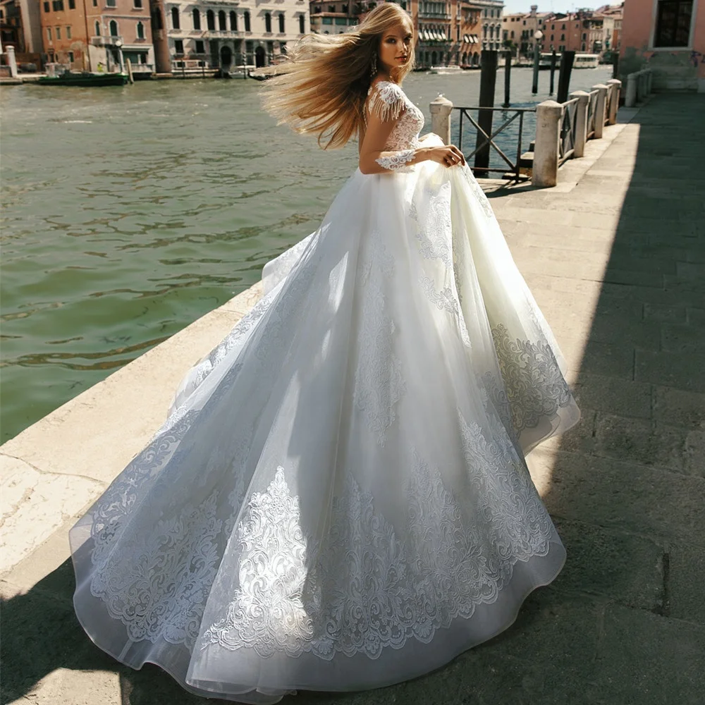 Long Sleeve Bridal Gowns Vestido de novia Ball Gown Wedding Dresses 2021 Cheap Wedding Gowns Africa Bridal Wedding Dress A265