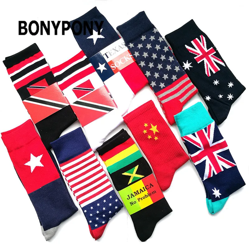 BONYPONY custom design china factory made  tourist gift souvenir cotton american china country flag socks