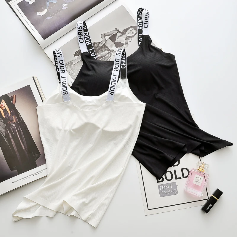 
Hot Sales high quality sexy women white tight tank top latest stylish sport letter tank top 