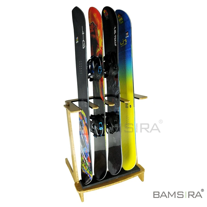 Bamboo Freestanding Vertical SUP Rack for 3 Paddleboard or Surfboard