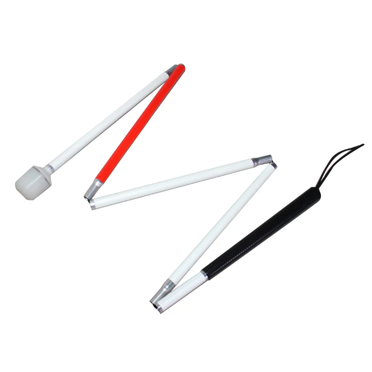 China Manufacturer Factory Supplied Aluminium Folding Blind Cane Guide Stick with a Wrist Strap and Plastic Handle