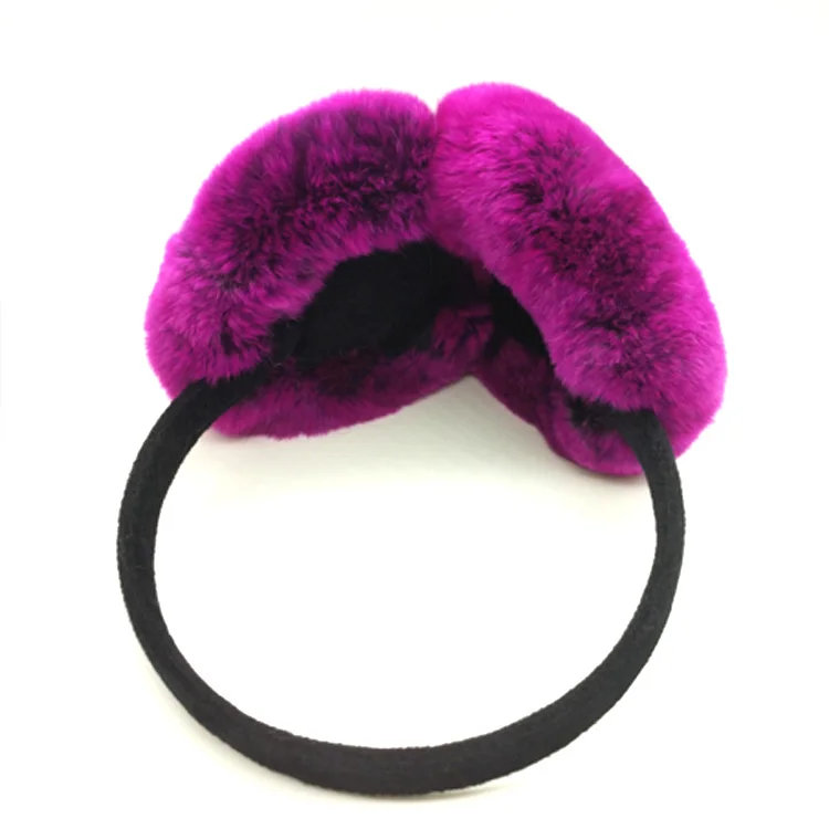 
STABILE 100% Real Rex Rabbit Fur Ear Muffs / Rose Flower Shape Foldable Fur Earmuffs 