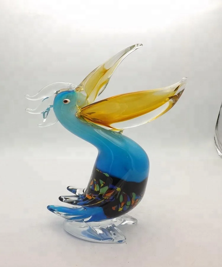 Transparent Color Lubricated Small Murano Art Glass Bird