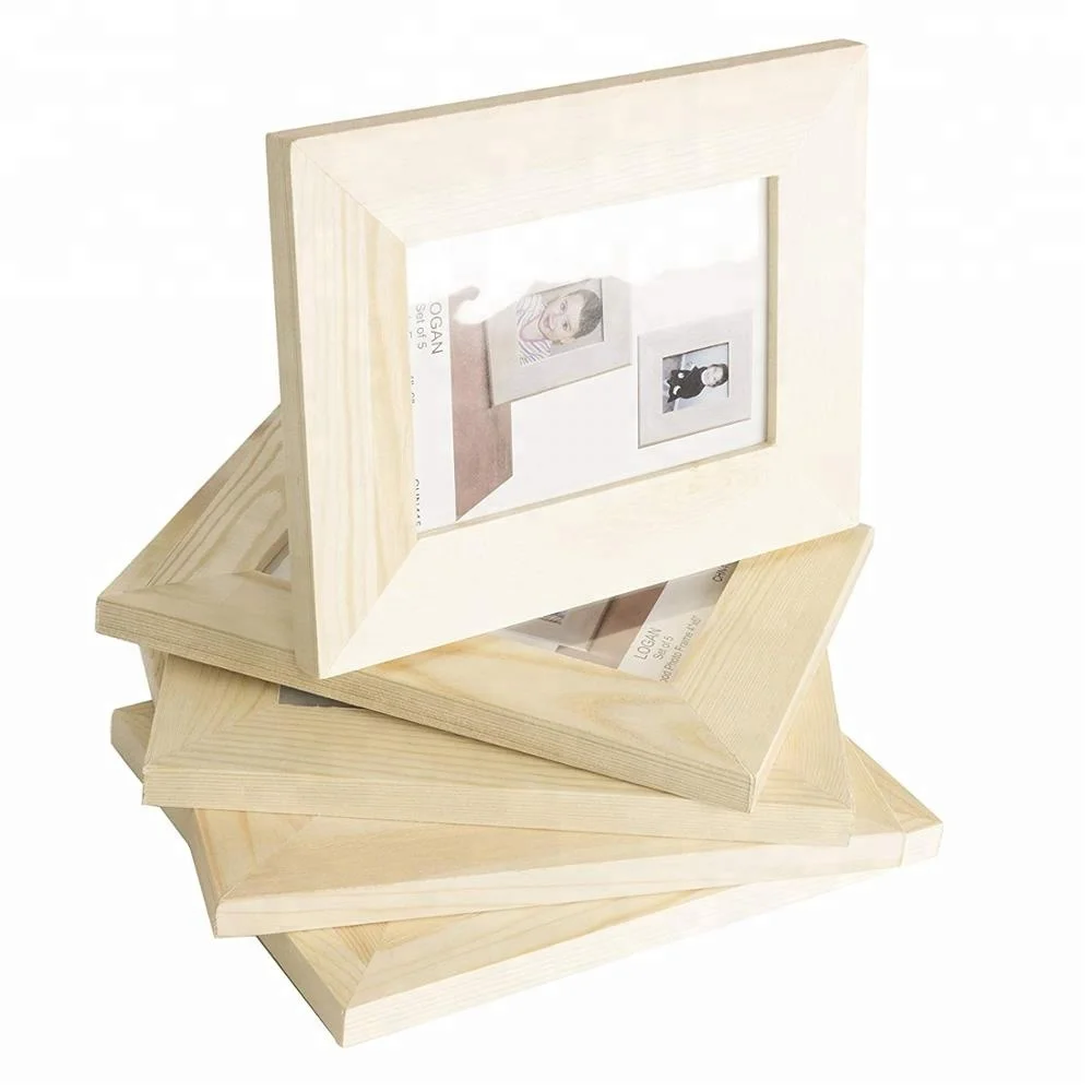 Unfinished Solid Wood Photo Picture Frames 5x7 Inch Ready To Paint for DIY Projects