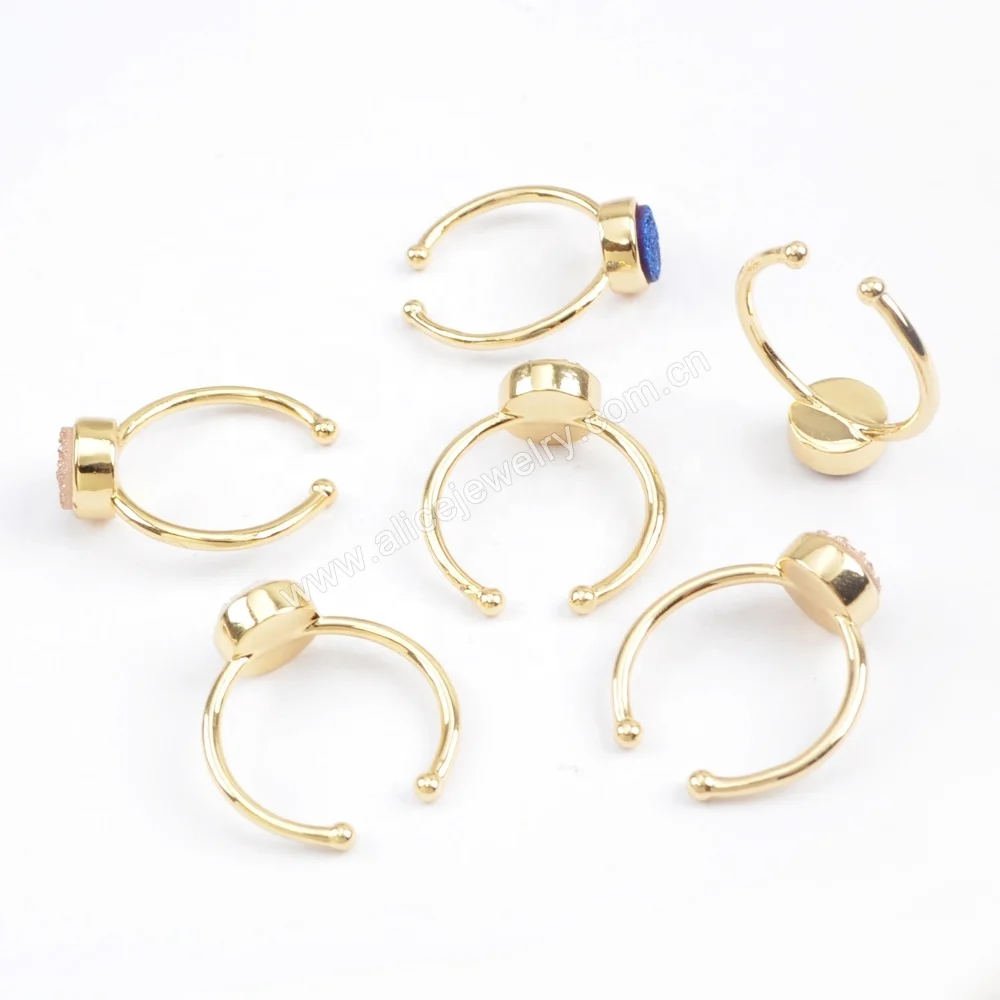 ZG0361 Fashion Jewelry Natural Dryzy Agate Ring Adjustable Gold jewelry Rings for Women