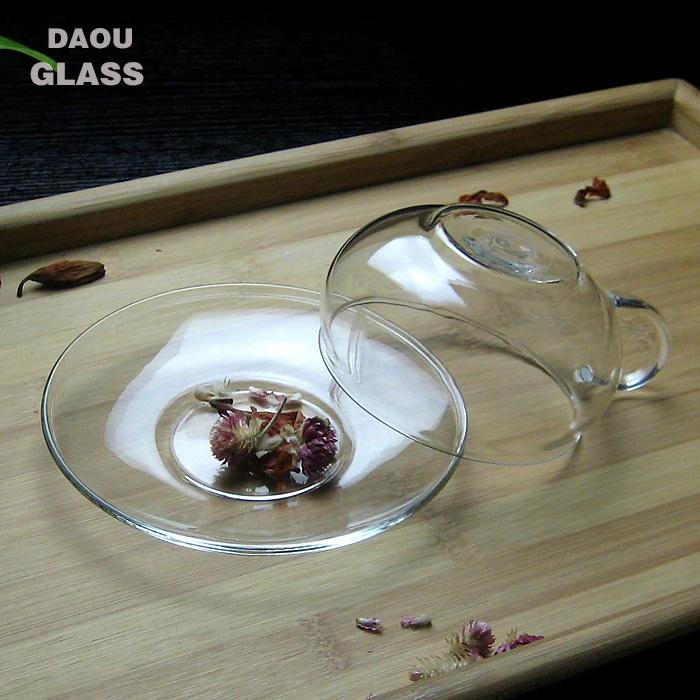 
heat resistant pyrex glass tea cups & saucers ,logo coffee cups set 