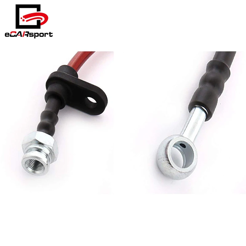 Тормозной шланг для Honda for Civic EK EJ EM 96-00, передняя и задняя красная оплетка из нержавеющей стали, черная заглушка, маслопровод, шланг