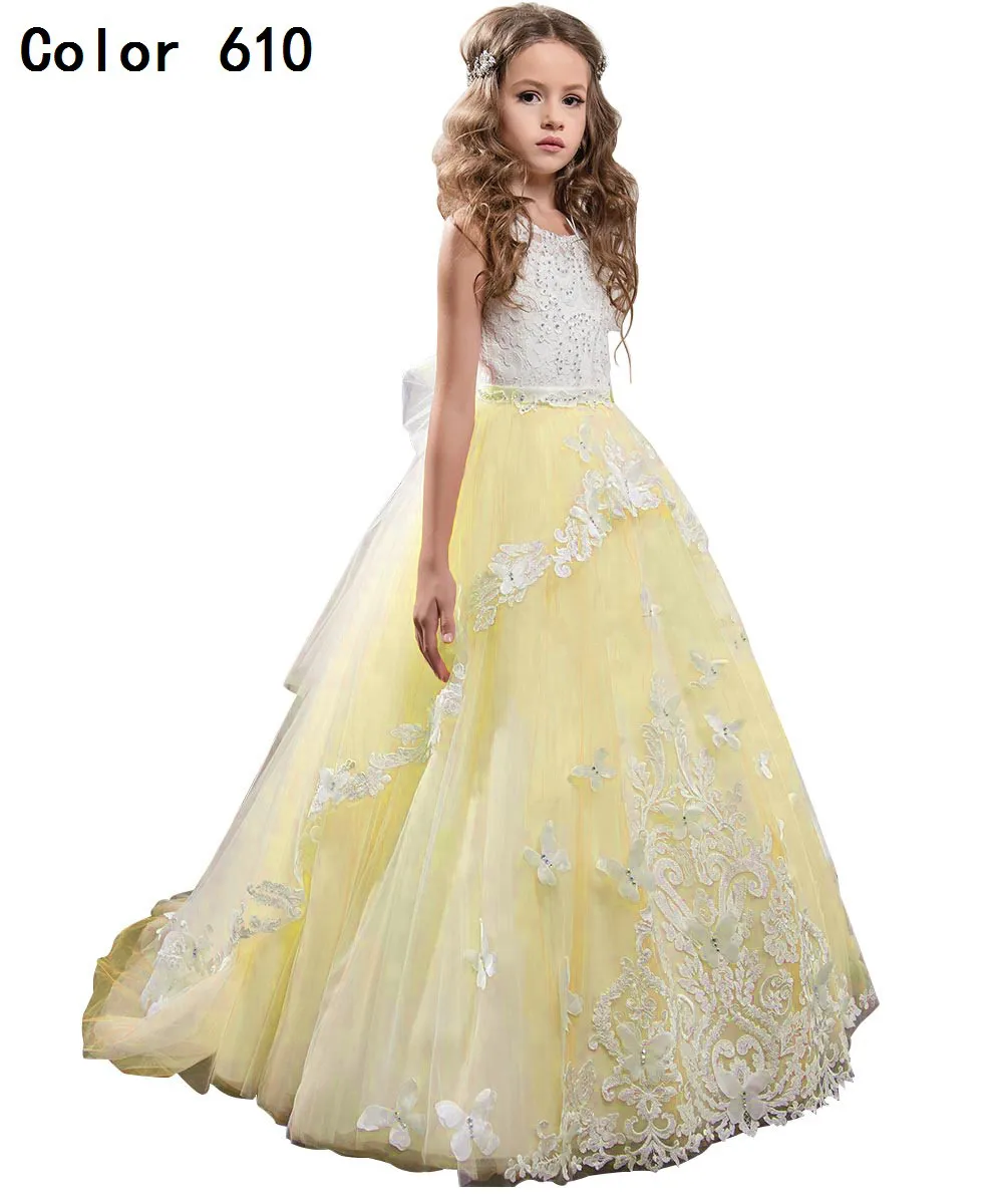 princess latest girls dress design kids evening dress prom ball gown light purple flower girls dress for 7 year olds