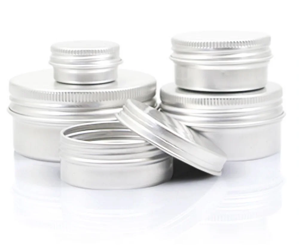 5g 10g 30g 50g 100g Cosmetic aluminum round tin can for lip balm / Empty large screw top cans containers for food packaging
