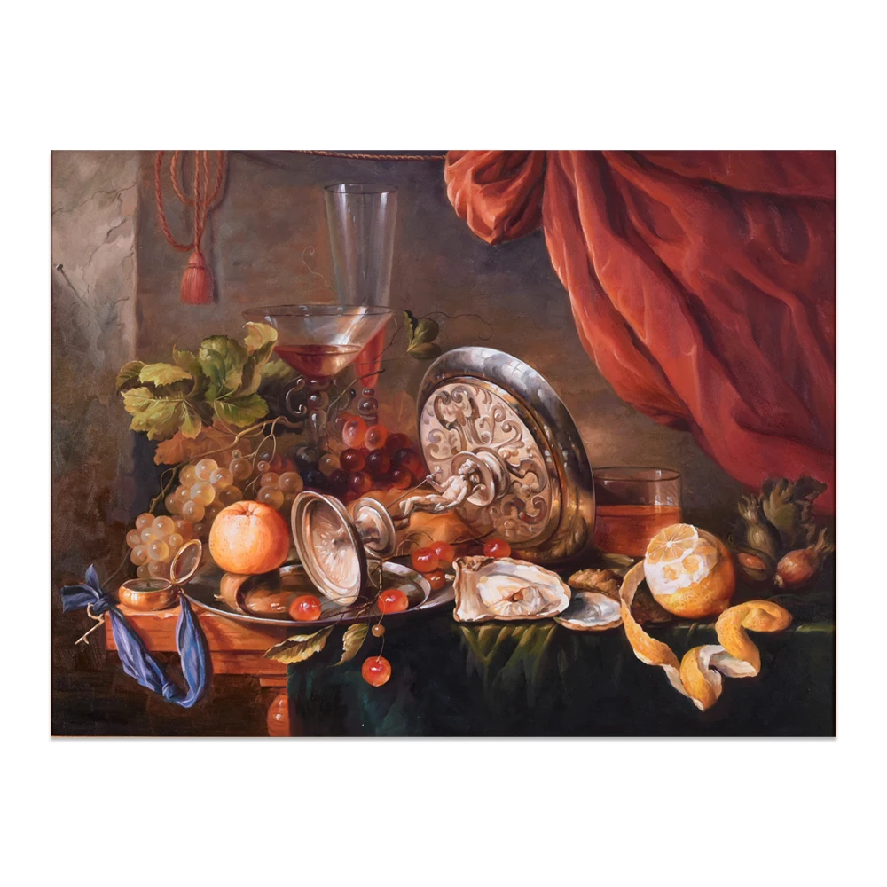 Известная классическая настольная картина маслом на заказ, фрукты, винные бутылки