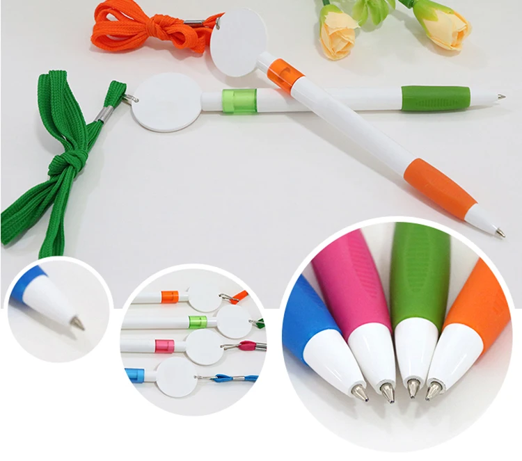 
Trading Company Customized Advertising Slogan Special Gift Press Plastic Ball Hang Pen plastic hang neck ballpoint pen 