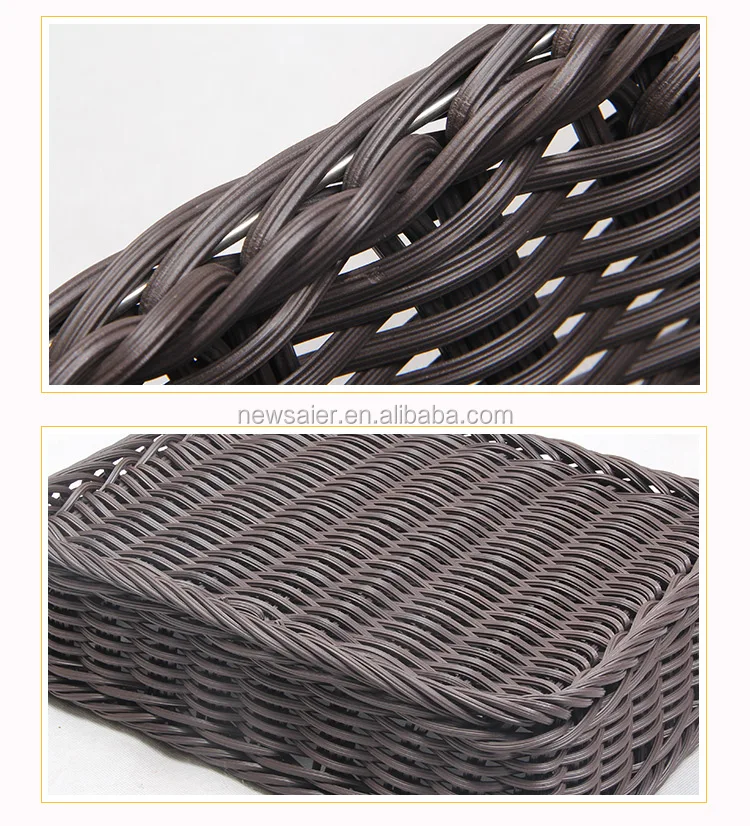 rectangular PP rattan display basket in supermarket
