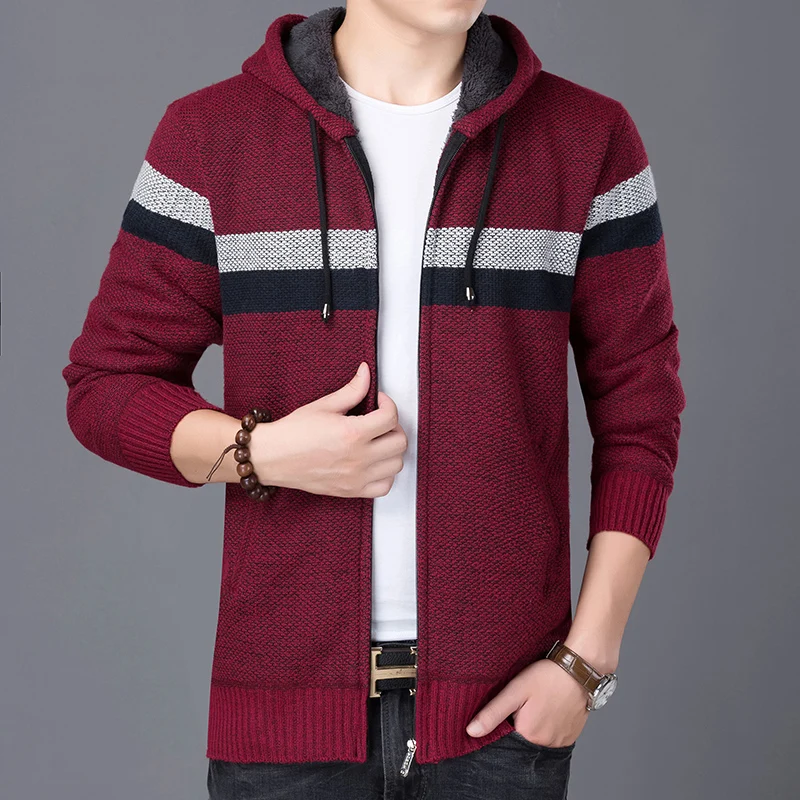 
winter fashion hooded classic zipper man thick knitted cardigan 