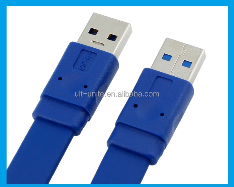 USB3.0 Male Flat Cable Blue OD=2.5*12.1mm L=0.6m