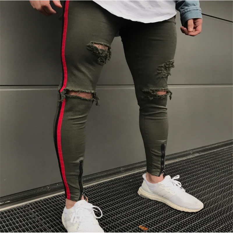 
New Style Hip Hop Men Black Slim Distressed Boys Skinny Jeans 
