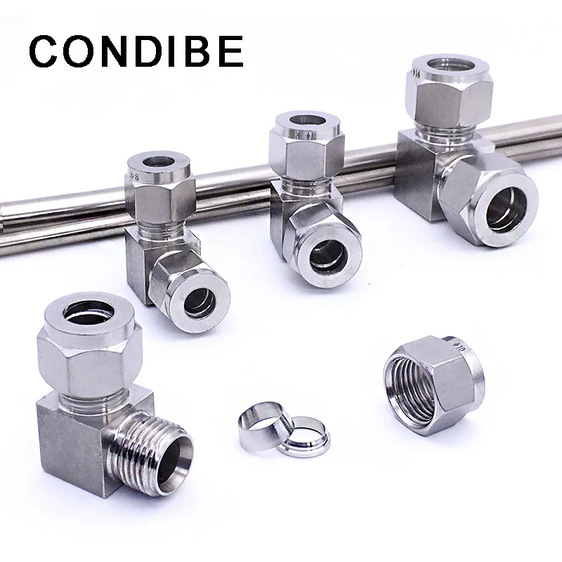 Condibe ss 316 swagelok 90 degree double ferrule instrument tubing union elbow connector fitting