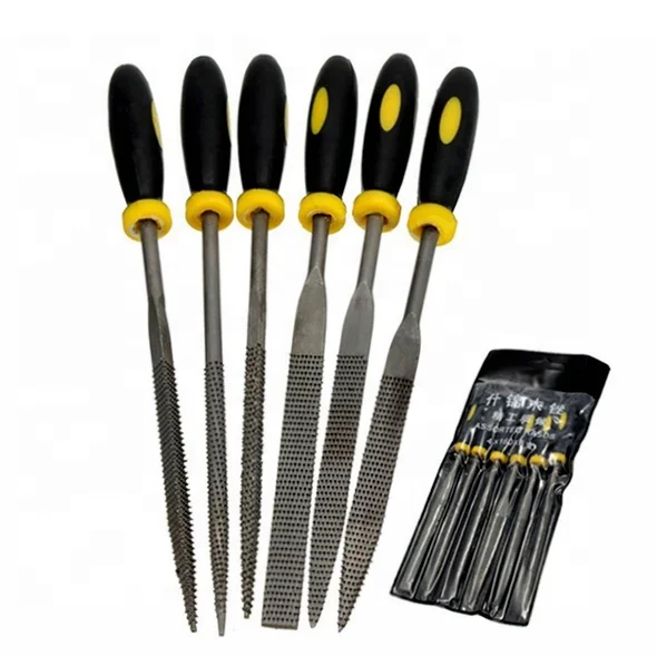
Alloy Strength Steel Bastard Medium Smooth Metal Taper Hand Mini Needle Wood File with ABS TPR Handle Mini Wood Needle File Set 