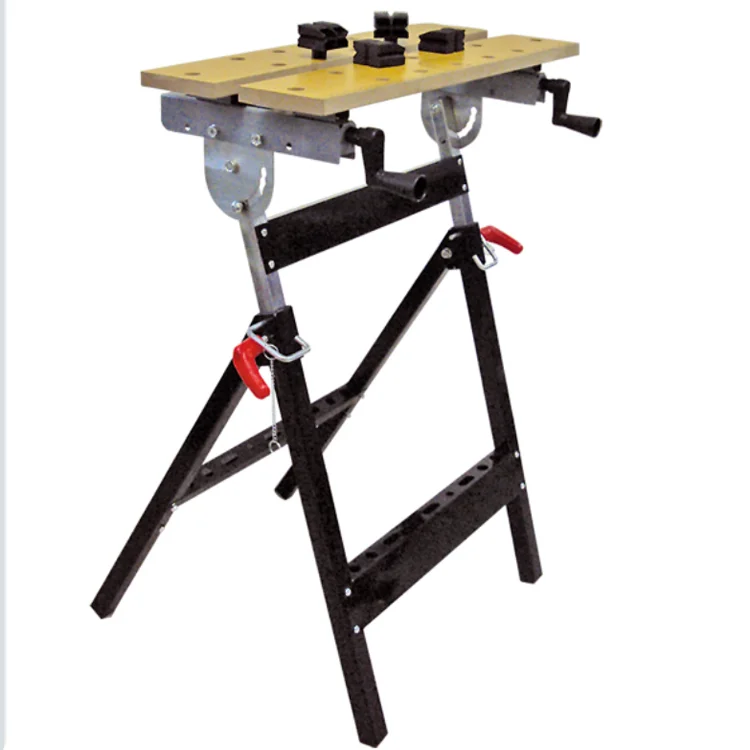 
Adjustable wooden folding work bench for wood working 