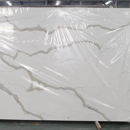 White agglomerated stone quartz surface slabs calacatta quartz stone