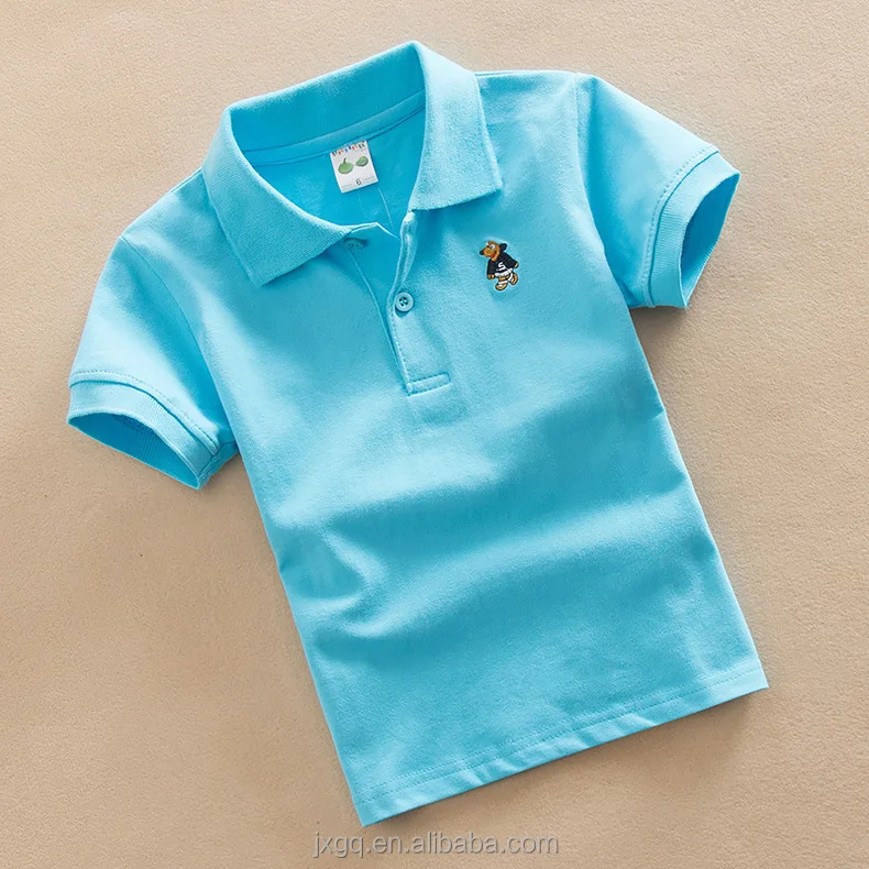 100 cotton 180 grams Fabric Weight short sleeve polo shirts boys embroidered plain t shirts