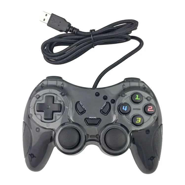 Factory low cost joystick black color gamepad with motors joypad for PC use USB wired controller