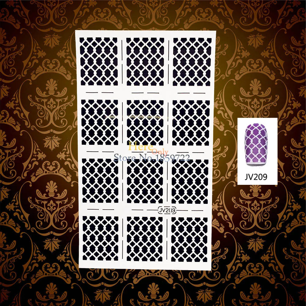 1PC White Fish Scale Pattern Grid Hollow Nail Art Painting Decal Nail Sticker Stencil Polish Aribrush
