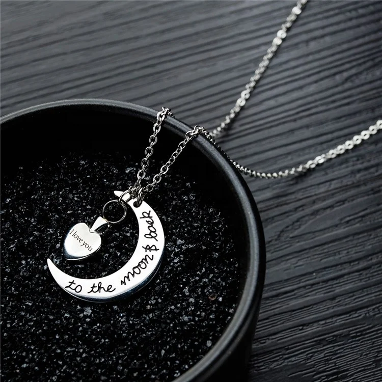 Trendy Hot Sale Products I Love You To The Star Moon And Back Stainless Steel Necklace