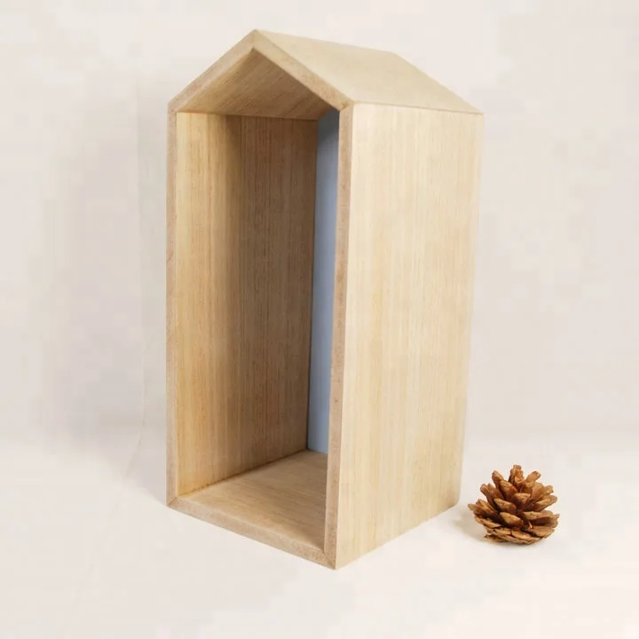 cute functional house-shaped wooden decorative shadow box