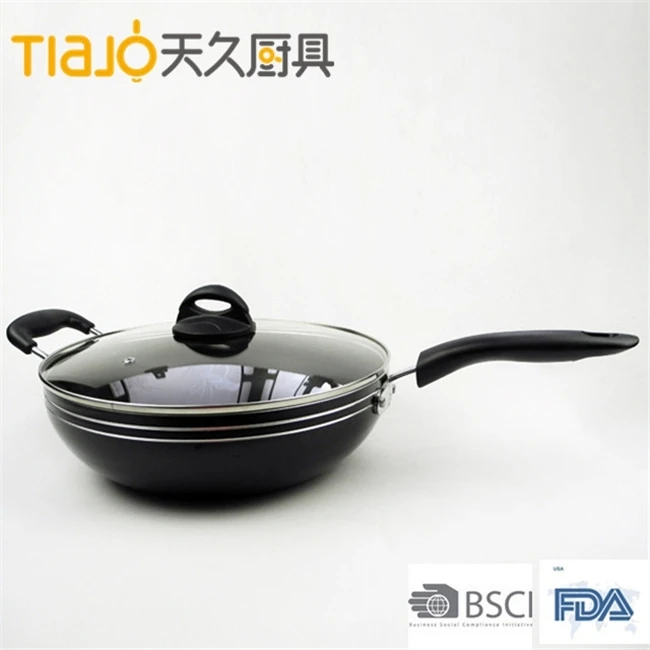 
Environmental nonstick heat resistant coating Chinese aluminum wok pan with Lid 