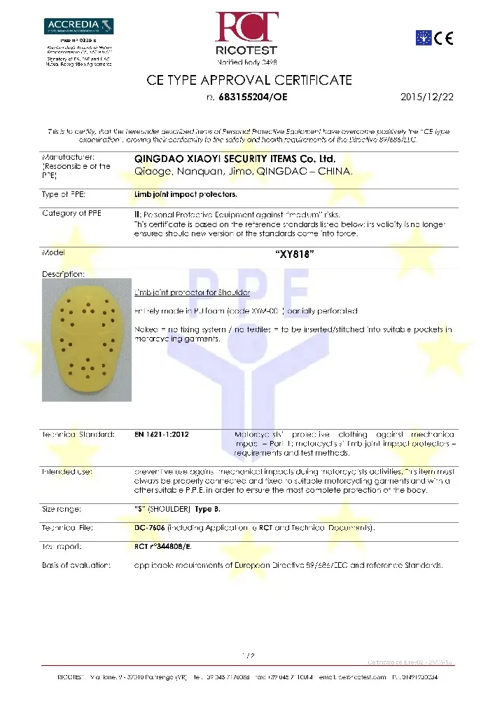 
CE approved level 2 insert motorcycle shoulder pad 