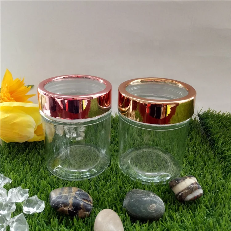 10oz empty transparent new unique glass candle jars with screw gold lids