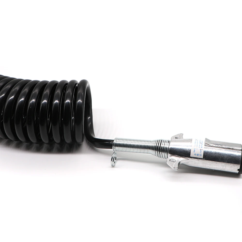 Guangying Brand 7 Core/pin Truck Tractor Trailer Spring Cable 7x0.5mm2 Coiled truck cord 12V