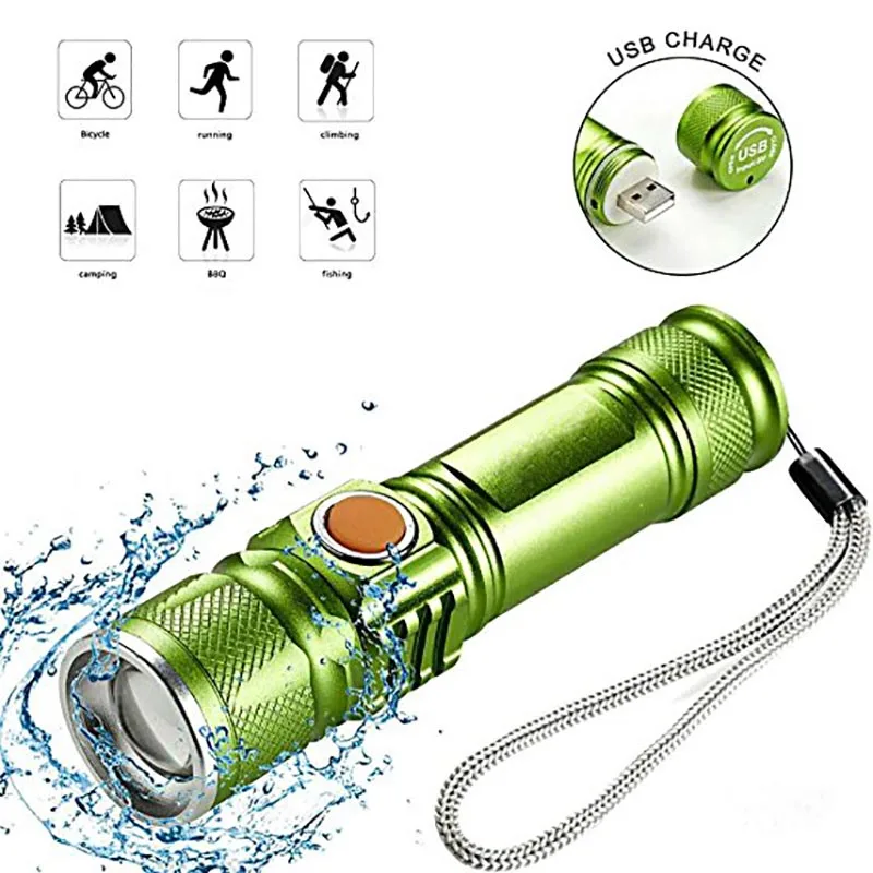 flashlight torch led torch light usb charger high power focus 1100lumen 18650 zoom XML2-T6 led rechargeable flashlight
