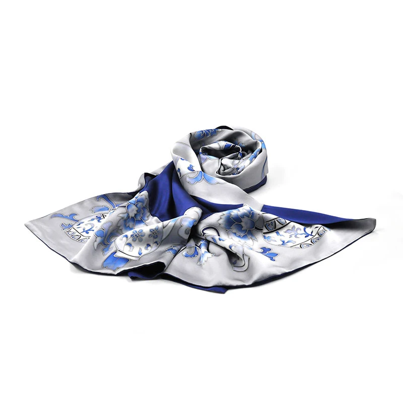 Hazuyun Brand Traditional Fashion Custom Vietnam Lotus Silk Scarf