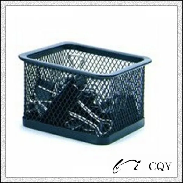 Office desktop accessary square metal wire mesh desk paper clip holder