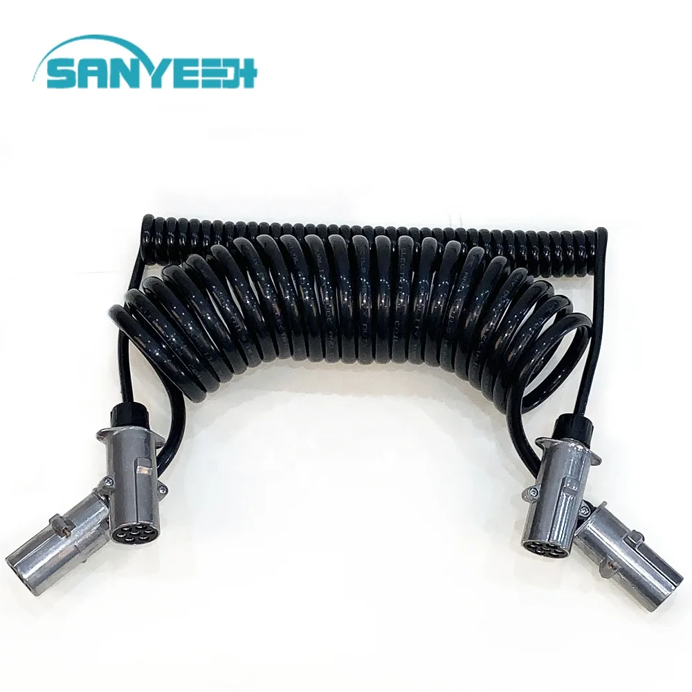 
Vans Replacement 7-Way RV Spiral Cable Wire Suzi Cable Wire with Trailer Side Connector Plug 