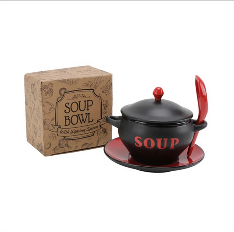 Hot selling Matte glazed hotel microwave japanese miso porcelain novelty funny soup bowl with cover