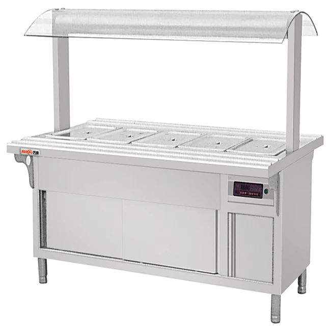 Hotel catering gas Food Warmer Showcase/Electric Bain Marie buffet Food Warmer For Sale/commercial bain marie counter With Cover