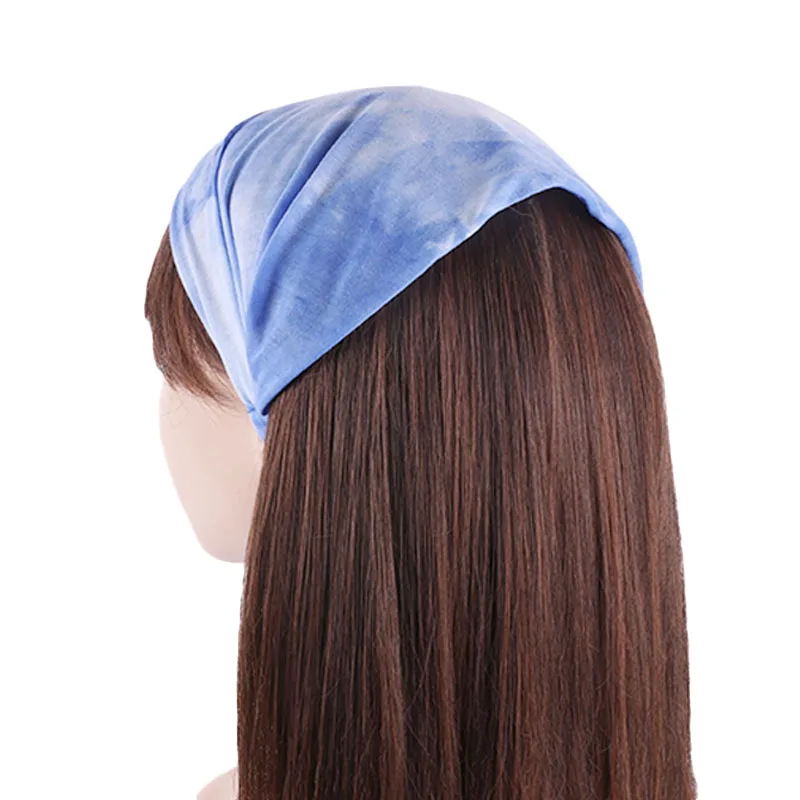 GTOP Wholesale Tie-Dye Colorful Cotton Hair Accessoires Bandana Fashion Girls Elastic Band Yoga Sport Headband For Women TD-206