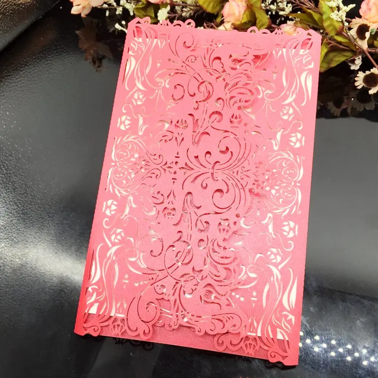 Luxury European Style Multi-colors Foldgate Wedding Invitations Paper Wedding Card Love Europe Laser Cut Artificial Engraving