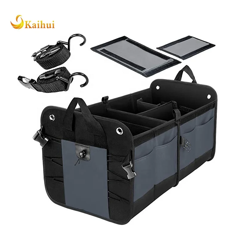 Premium Multi Compartments Collapsible Portable Trunk Organizer for auto, SUV, Truck, Minivan (charcoal. gray) New Version