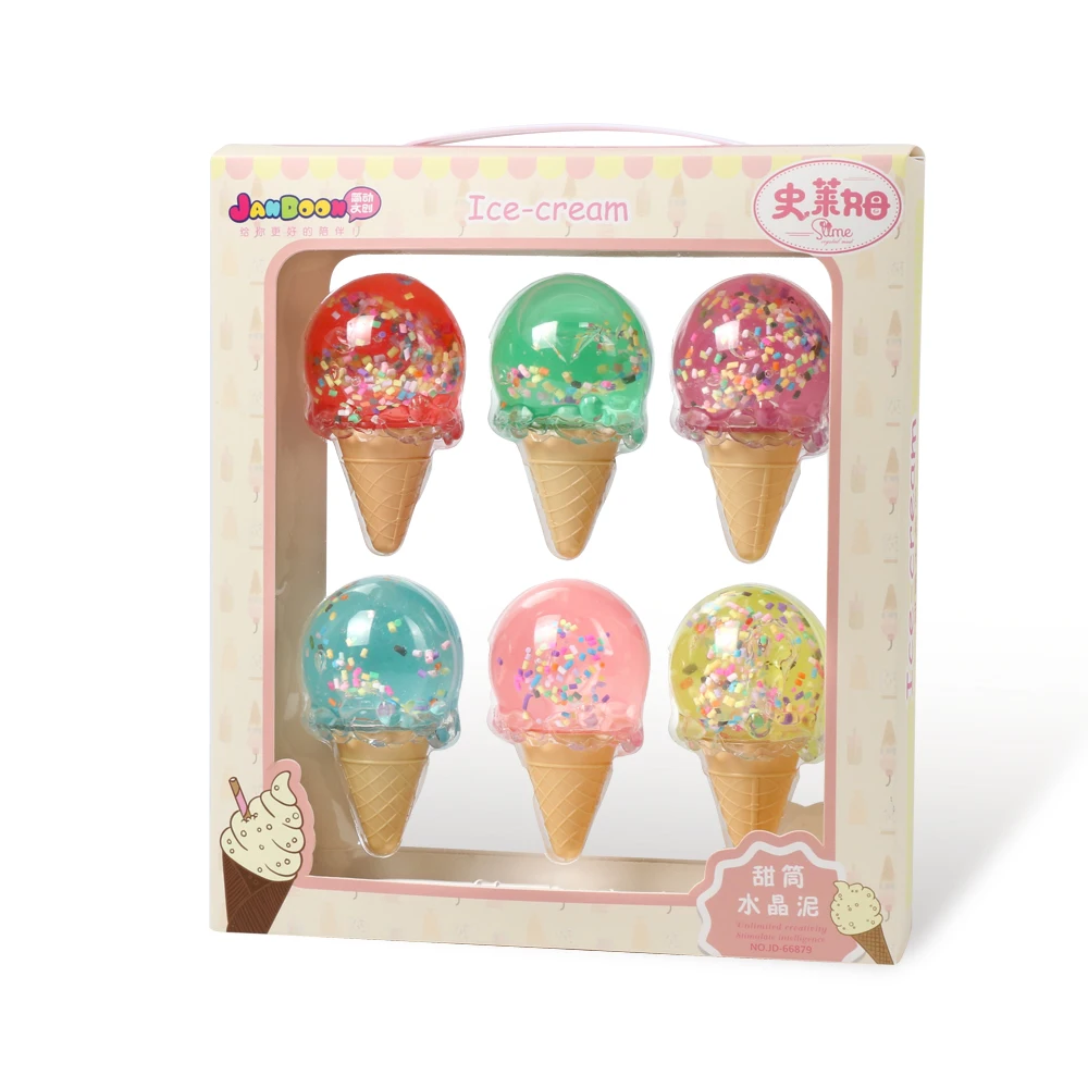 
Jandoon diy slime factory Ice cream cone series 6 colors transparent slime kit for kids 