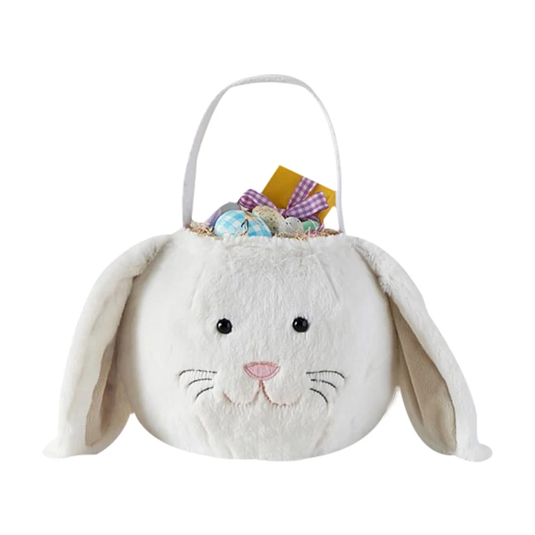 Bulk kid plush bunny storage bag basket Personalized Easter With Ears