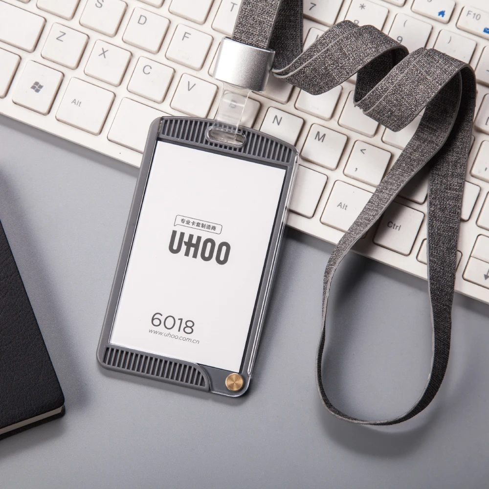 
Manufacturer High quality unique rotating design leather badge holder set 