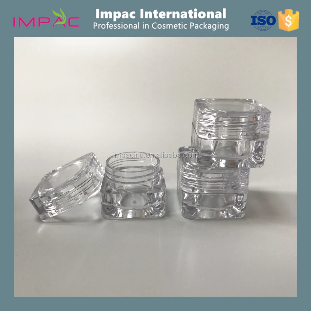 Small 5g crystal clear plastic square lip balm containers