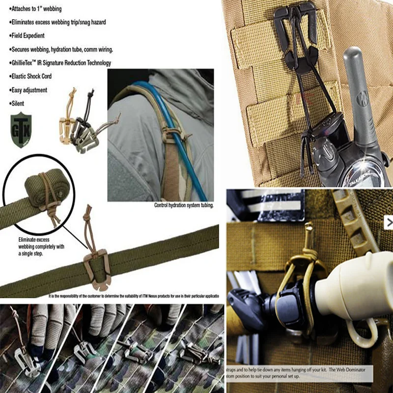 Nylon Web Dominator Excess Webbing Management System Elastic Rope Webbing Buckle Winder